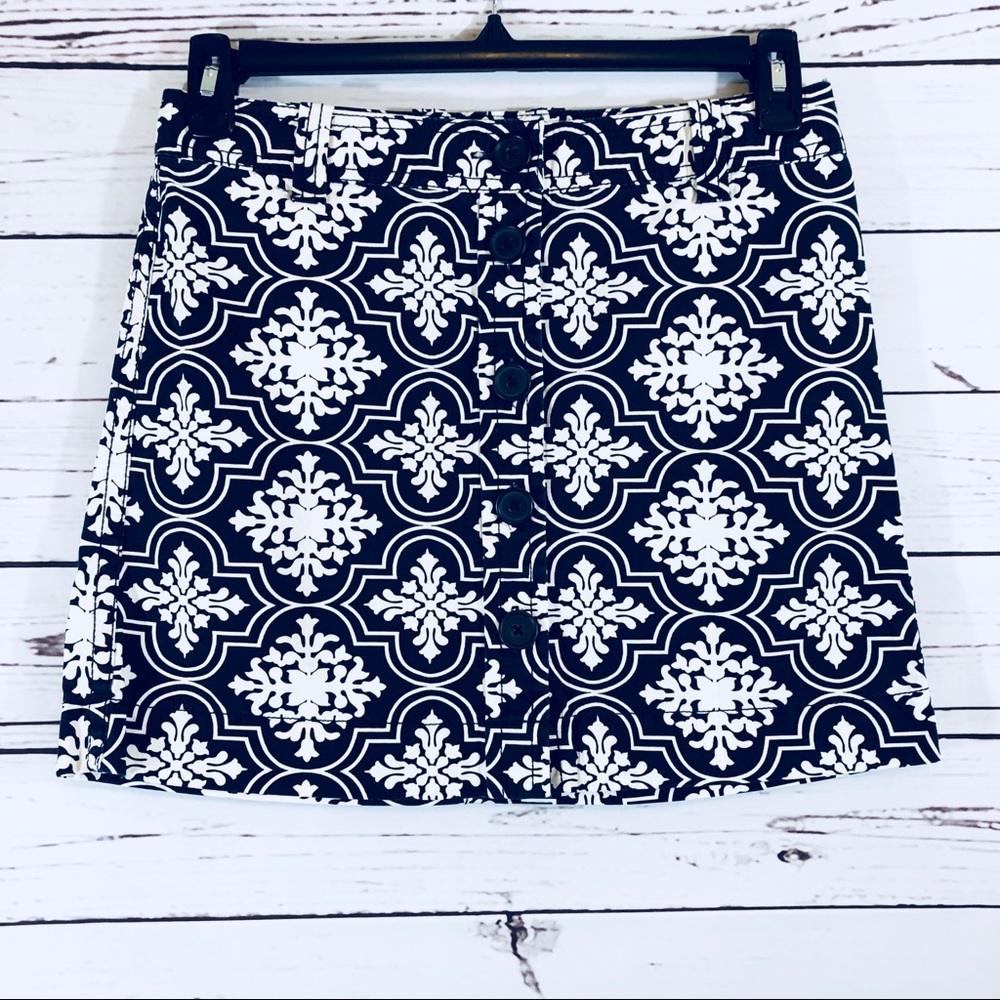 J. Crew Navy & White Button Down Skirt